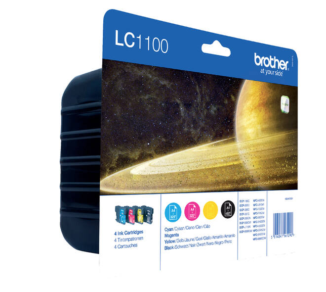 Inktcartridge Brother LC-1100VALBP zwart + 3 kleuren