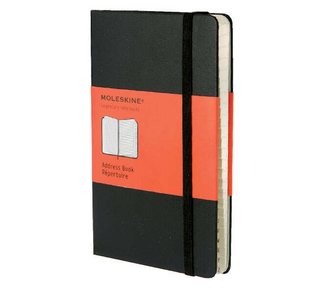Adresboek Moleskine pocket 90x140mm hard cover zwart