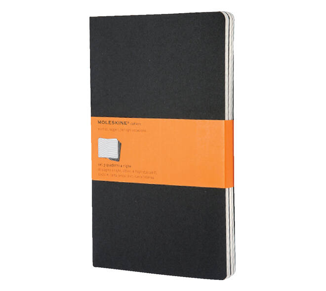 Schrift Moleskine 130x210mm lijn 160 pagina's 70gr zwart set à 3 stuks