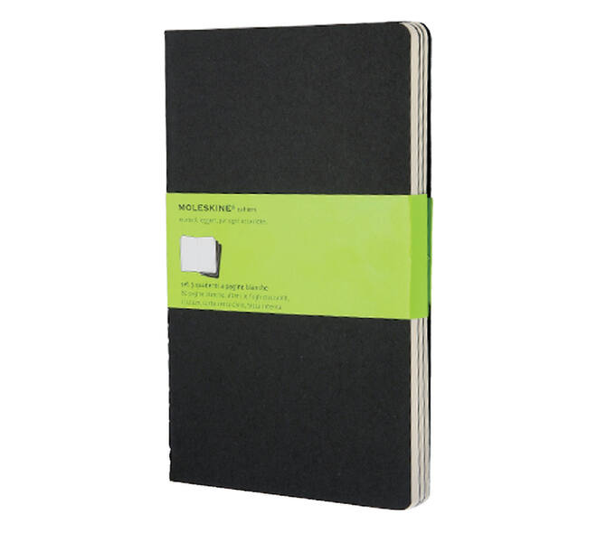 Schrift Moleskine 130x210mm blanco 160 pagina's 70gr zwart set à 3 stuks