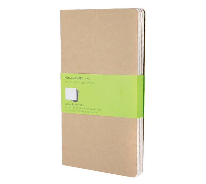 Schrift Moleskine 130x210mm blanco 160 pagina's 70gr kraft set à 3 stuks