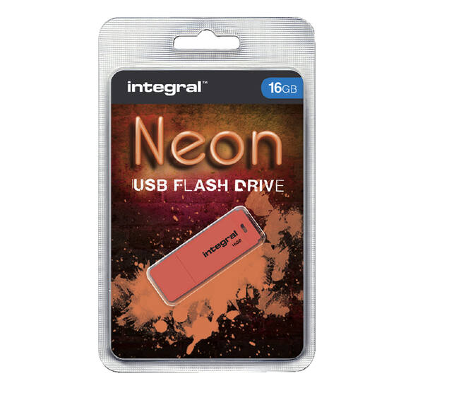 USB stick 2.0 Integral Neon USB-A 16GB oranje