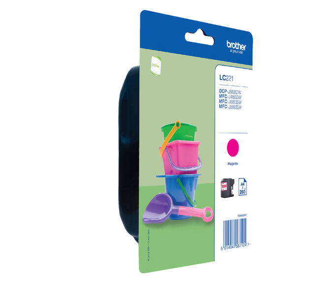 Inktcartridge Brother LC-221M rood