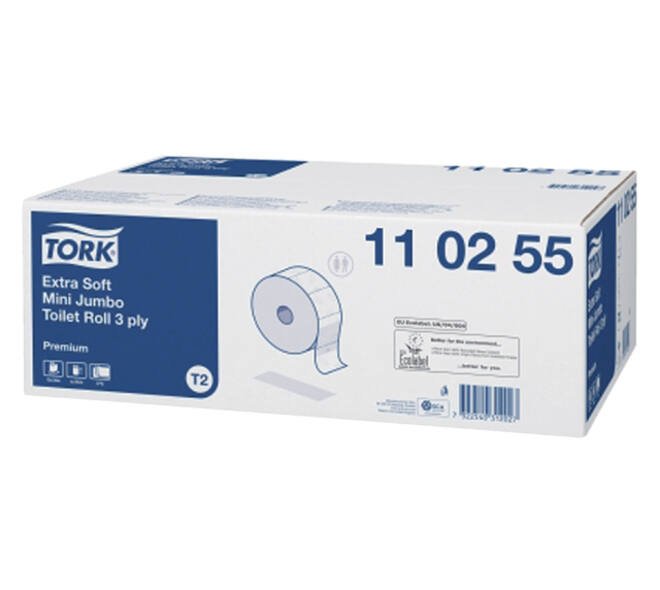 Toiletpapier Tork T2 Premium jumbo klein 3-laags 120m wit 110255