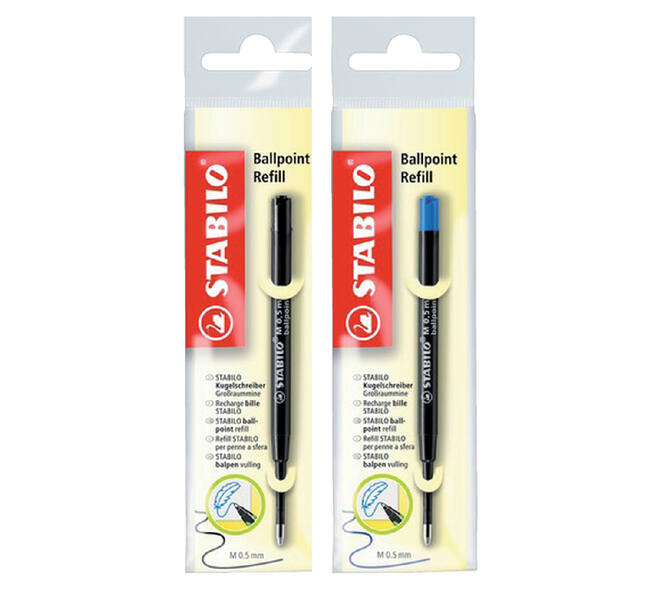 Balpenvulling STABILO standaard medium zwart  blister à 1 stuk
