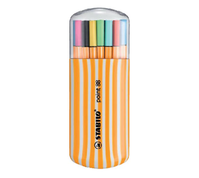 Fineliner STABILO point 88/20 fijn assorti zebra-etui à 20 stuks