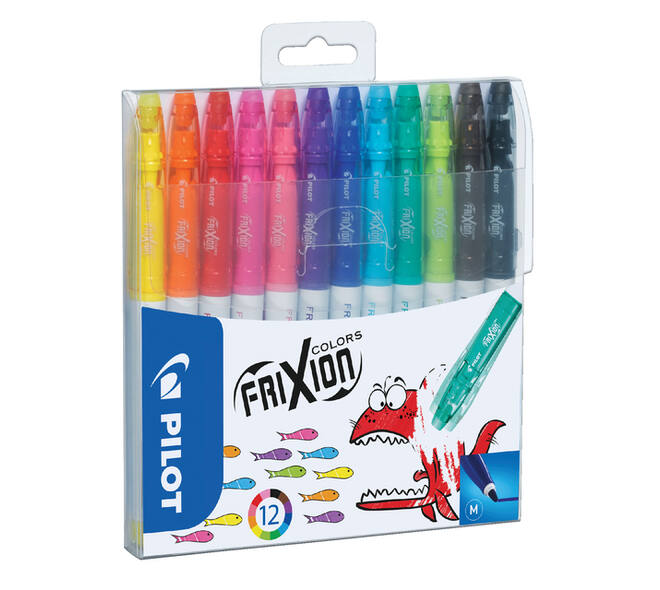 Viltstift PILOT friXion Colors medium assorti etui à 12 stuks