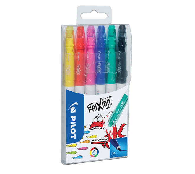 Viltstift PILOT friXion Colors medium assorti etui à 6 stuks