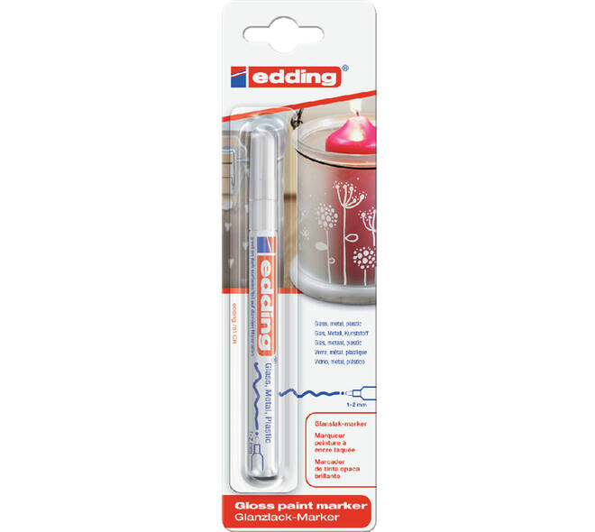 Paintmarker edding 751 op oliebasis 1-2mm wit blister à 1 stuk