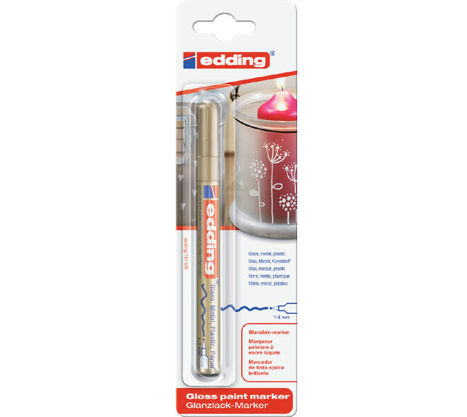 Paintmarker edding 751 op oliebasis 1-2mm goud blister à 1 stuk
