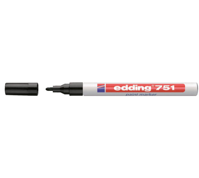 Paintmarker edding 751 op oliebasis 1-2mm zwart blister à 1 stuk
