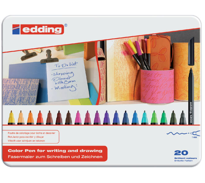 Fineliner edding 1200 fijn assorti blik à 20 stuks