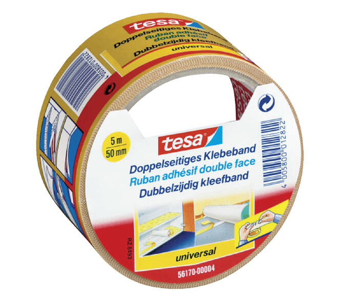 Tapijttape tesa® universal 5mx50mm dubbelzijdig wit