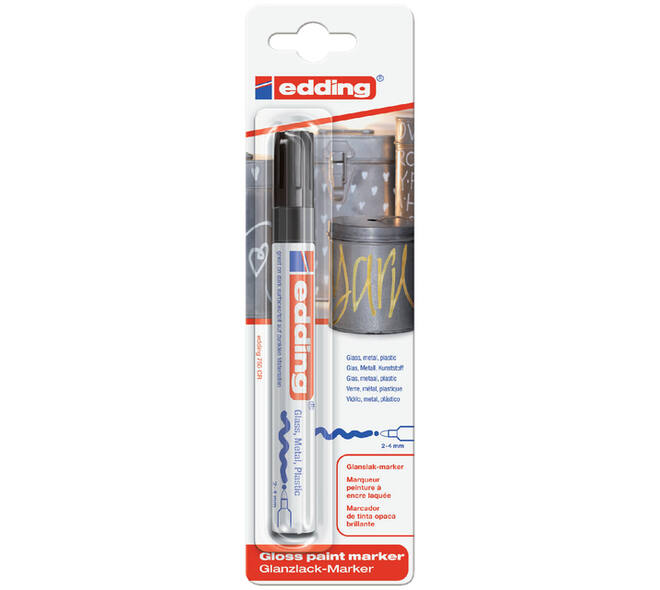 Paintmarker edding 750 op oliebasis 2-4mm zwart blister à 1 stuk
