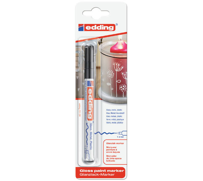 Paintmarker edding 751 op oliebasis 1-2mm zwart blister à 1 stuk