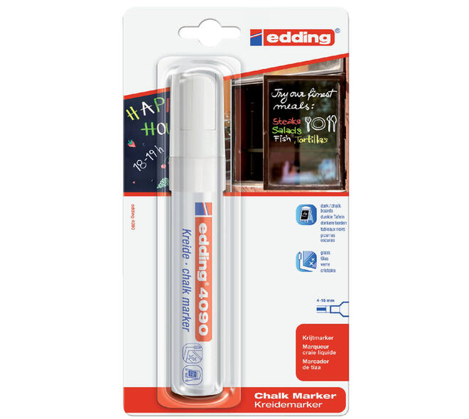 Krijtstift edding 4090 window schuin 4-15mm wit bister à 1 stuk
