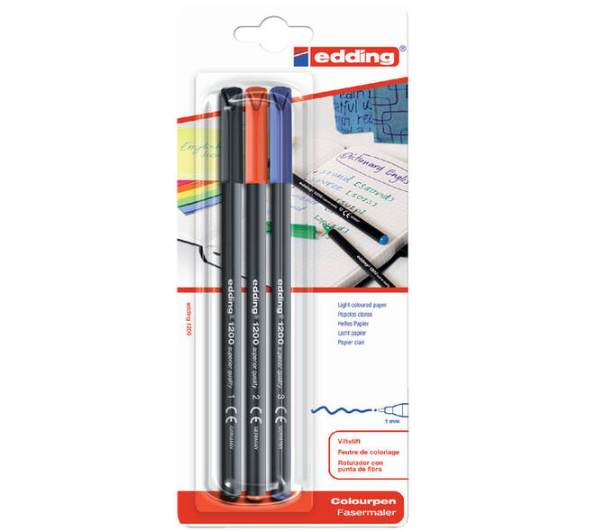 Fineliner edding 1200 001-003 fijn assorti blister à 3 stuks