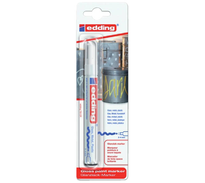 Paintmarker edding 750 op oliebasis 2-4mm wit blister à 1 stuk
