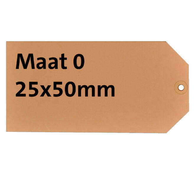 Label HF2 nr 0 200gr 25x50mm bruin 1000 stuks