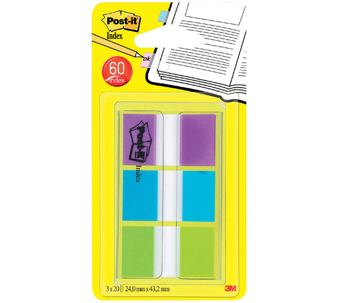 Indextabs Post-it 680 24mmx43.2mm helder assorti 60 tabs