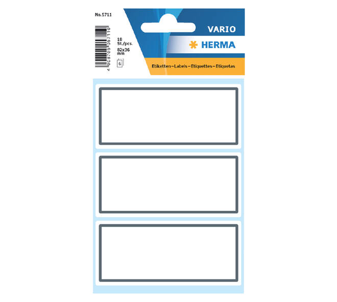 Etiket HERMA 5711 36x80mm schrift grijs kader 18 stuks