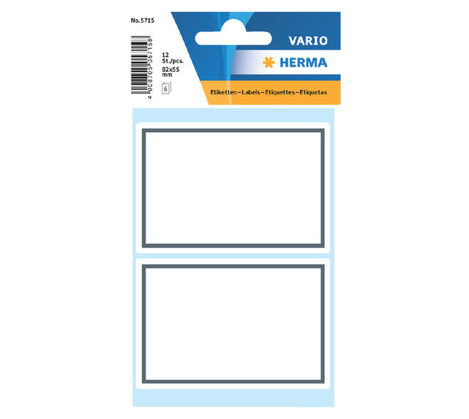 Etiket HERMA 5715 53x80mm schrift grijs kader 12 stuks
