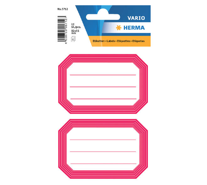Etiket HERMA 5712 82x55mm schrift rode rand 12 stuks