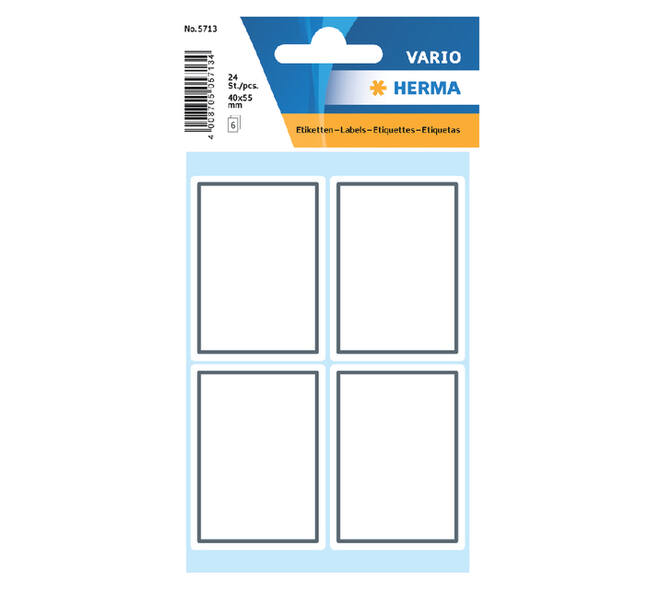 Etiket HERMA 5713 40x55mm schrift grijs kader 24 stuks