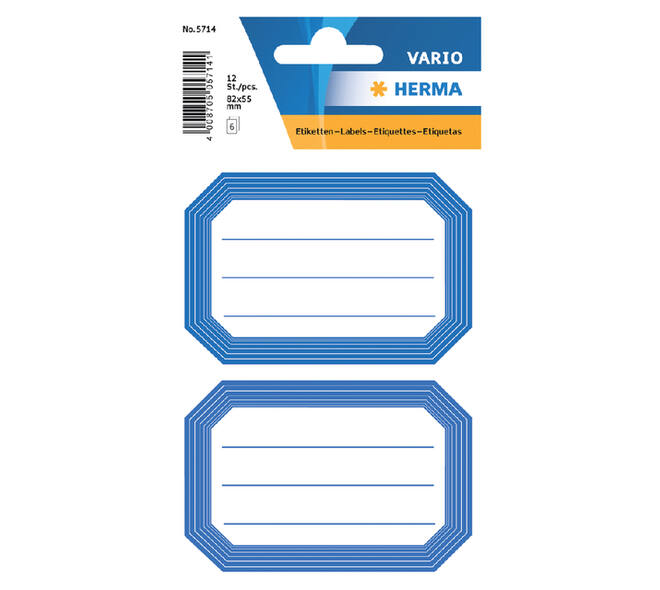 Etiket HERMA 5714 82x55mm schrift blauwe rand 12 stuks