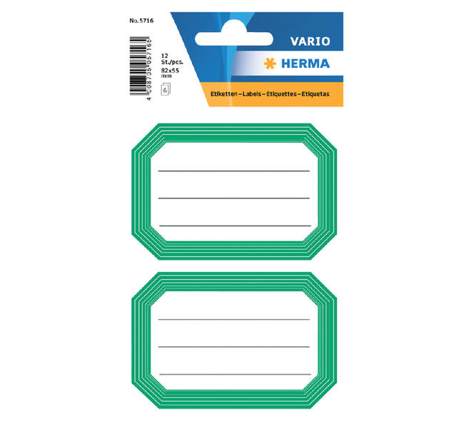 Etiket HERMA 5716 82x55mm schrift groene rand 12 stuks