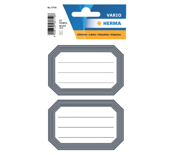 Etiket HERMA 5719 82x55mm schrift grijze rand 12 stuks