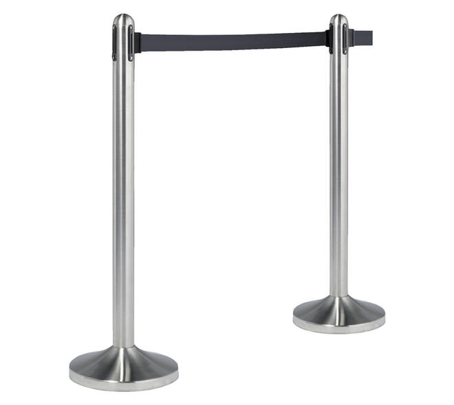 Afzetpaal Securit RVS met rolband 210cm zwart