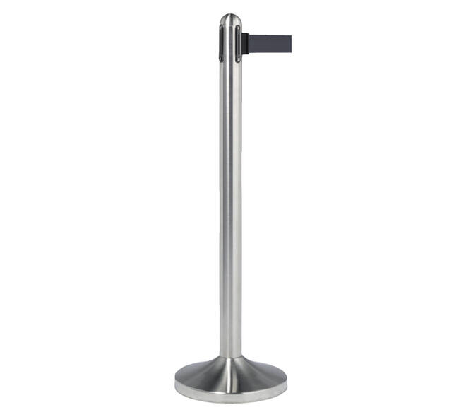 Afzetpaal Securit RVS met rolband 210cm zwart