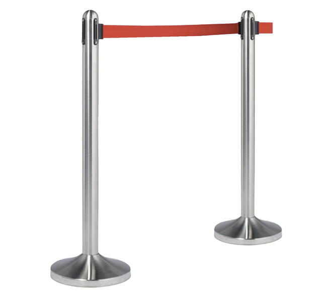 Afzetpaal Securit RVS met rolband 210cm rood