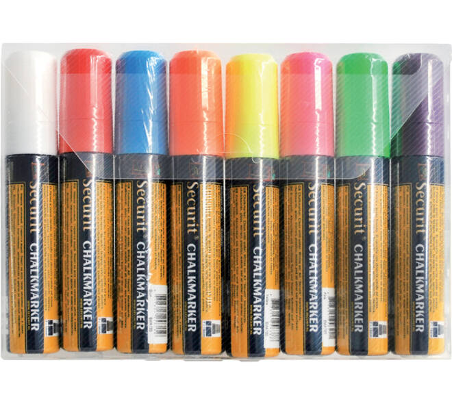 Krijtstift Securit SMA-720 blok ass 7-15mm blister à 8 stuks