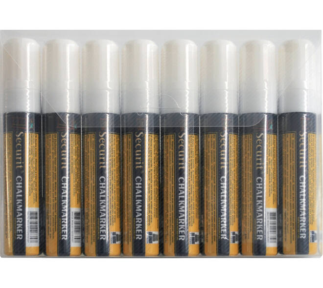 Krijtstift Securit SMA-720 blok wit 7-15mm blister à 8 stuks