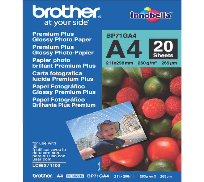 Inkjetpapier Brother Bp-71 A4 glans 260gr 20 vel