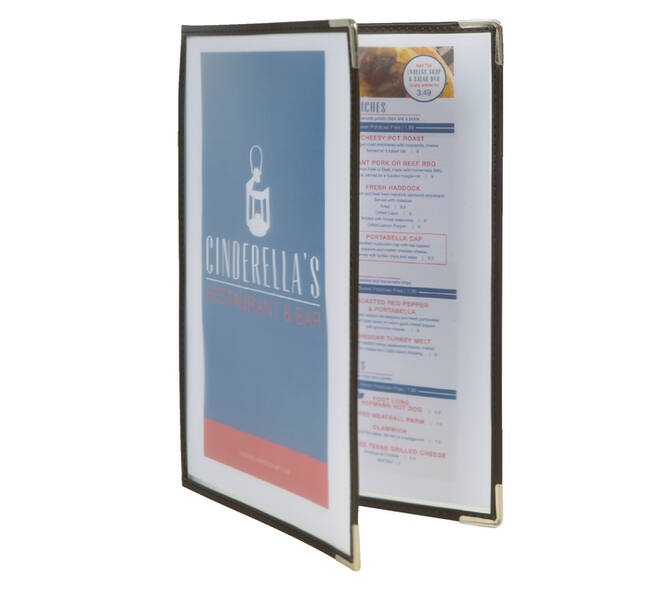 Menukaart Securit A4 2-delig voor 4 pagina's transparant 3 stuks