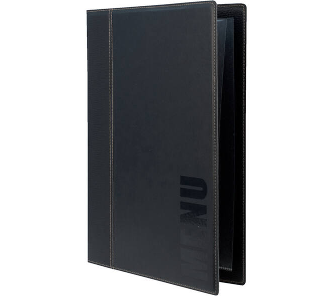 Menukaart Securit Trendy A4 1 x 2 tassen zwart