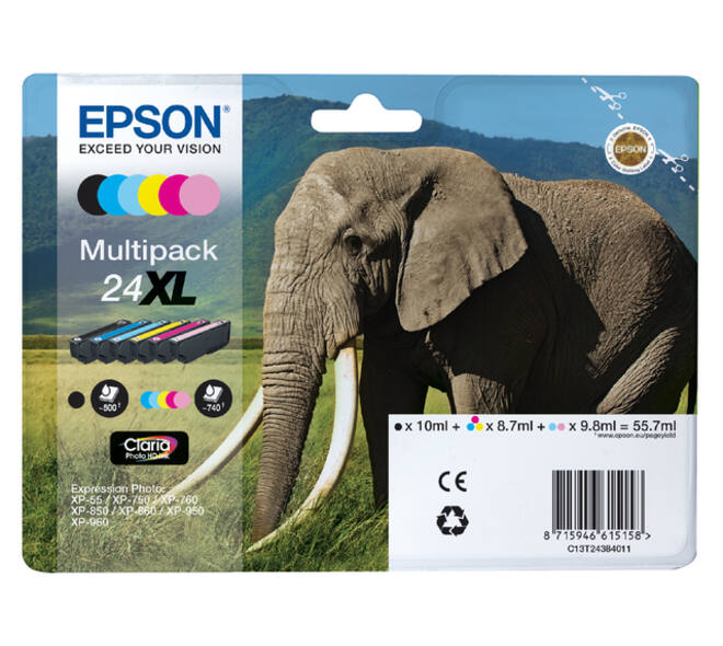 Inktcartridge Epson 24XL T2438  zwart + 5 kleuren