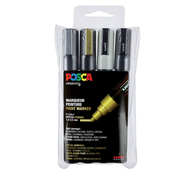 Paintmarker Uni POSCA PC5M medium assorti set à 4 stuks