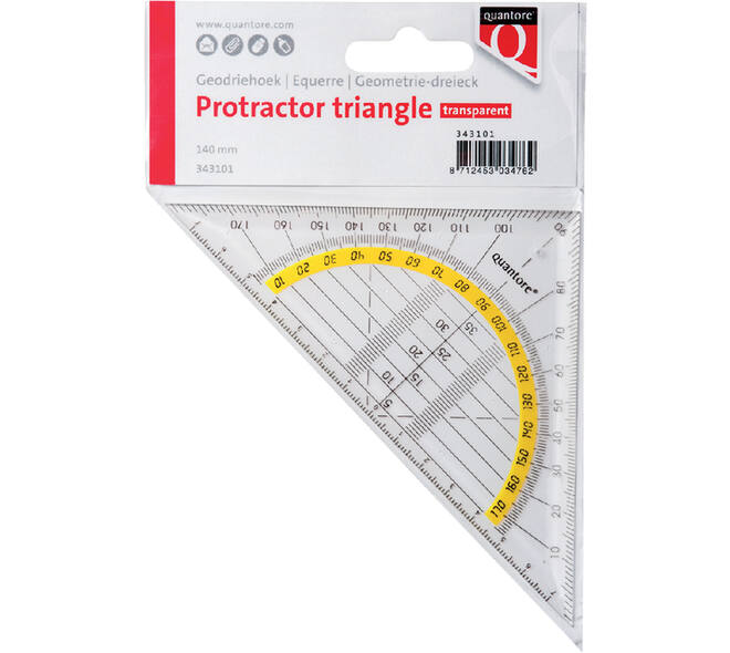 Geodriehoek Quantore 140mm transparant