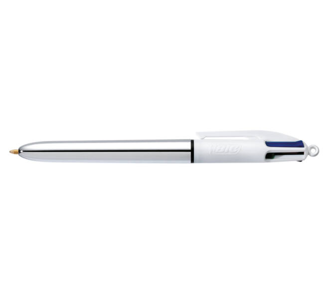 Balpen Bic 4kleuren shine medium zilver