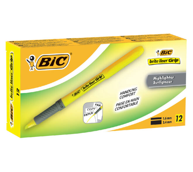 Markeerstift Bic brite liner grip geel