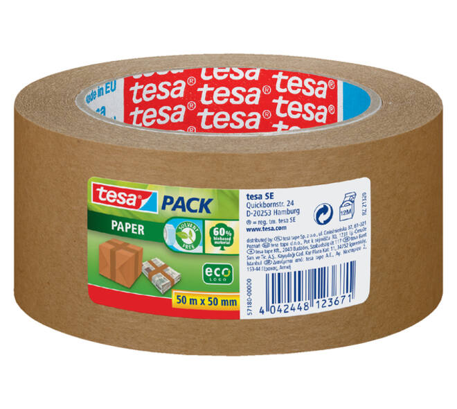 Verpakkingstape tesapack® papier ecoLogo® 50mx50mm bruin