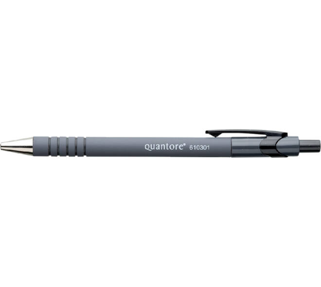 Balpen Quantore rubbergrip drukknop zwart medium