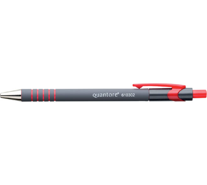 Balpen Quantore rubbergrip drukknop rood medium