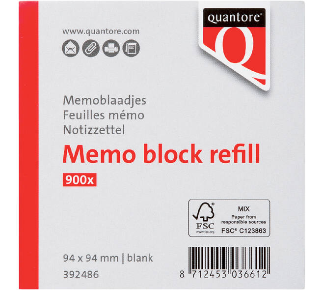 Memoblaadjes Quantore losbladig 94x94x90mm 900 vel