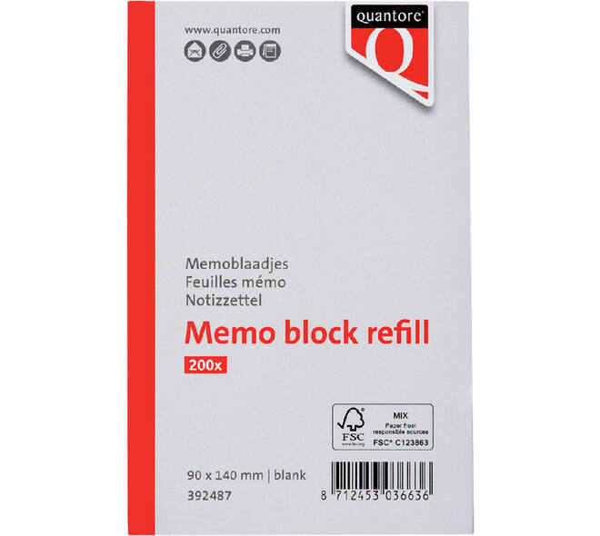 Memoblaadjes Quantore losbladig 140x90x20mm 200 vel