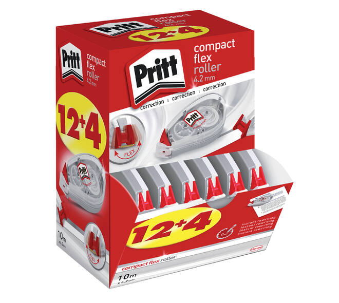 Correctietape Pritt Compact Flex 4.2mmx 10m promo pack à 12+4 gratis
